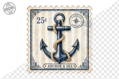 Anchor And Sea Nautical Postage Stamp PNG Artwork Product Image 1
