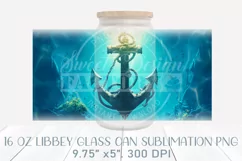 Anchor frosted glass wrap, nautical libbey can glass design Product Image 3