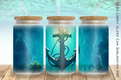 Anchor frosted glass wrap, nautical libbey can glass design Product Image 1