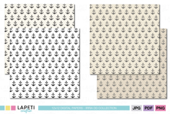 coastal digital paper anchor pattern set