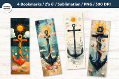 Whimsical Anchor Bookmark , Printable Crafts, 4 PNG Product Image 1