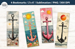 Whimsical Anchor Bookmark , Printable Crafts, 4 PNG Product Image 1