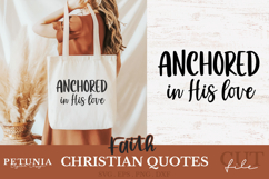 Woman holding a tote bag with a Christian SVG design printed on it. Religious quote SVG cut file in elegant typography, perfect for faith-based crafts, tote bags, and DIY projects using Cricut or Silhouette.