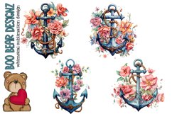 Floral Vintage Anchor Sublimation Product Image 1
