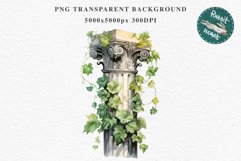 Ancient Greek Ivy Statue Victorian Floral Antique Clipart Scrapbooking Nursery Watercolor Transparent wedding invitation designs sublimation printable digital watercolor floral arches, Greek Ivy Statue clipart, sublimation nursery drawing, wedding invitat