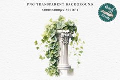 Ancient Greek Ivy Statue Victorian Floral Antique Clipart Scrapbooking Nursery Watercolor Transparent wedding invitation designs sublimation printable digital watercolor floral arches, Greek Ivy Statue clipart, sublimation nursery drawing, wedding invitat