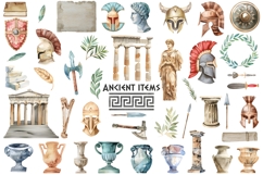 Watercolor Ancient items clipart. Ancient Greece set Product Image 2