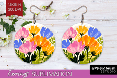 Anemone Modern Floral Round Earrings Sping Flower PNG Product Image 1