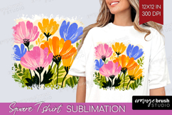 Anemone Modern Floral Square Tshirt Background Sping Flower Product Image 1