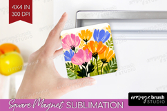 Anemone Modern Floral Magnet Sublimation Sping Flower Square Product Image 1