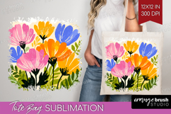 Anemone Modern Floral Tote Bag Sping Flower Tote Bag PNG Product Image 1