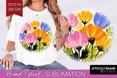 Anemone Modern Floral Round Tshirt Background Sping Flower Product Image 1
