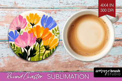 Anemone Modern Floral Round Coaster Sping Flower Coaster PNG Product Image 1