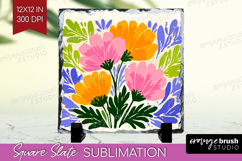 Anemone Modern Floral Slate PNG Sping Flower Square Slate Product Image 1