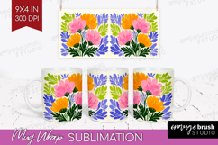 Anemone Modern Floral Mug Wrap Sping Flower Mug PNG Product Image 1