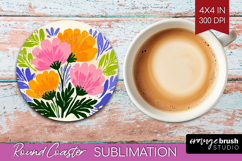 Anemone Modern Floral Round Coaster Sping Flower Coaster PNG Product Image 1