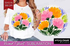 Anemone Modern Floral Round Tshirt Background Sping Flower Product Image 1
