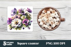 Anemone square coaster | Flower coaster PNG bundle Product Image 5