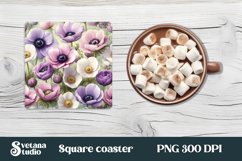 Anemone square coaster | Flower coaster PNG bundle Product Image 7