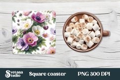 Anemone square coaster | Summer coaster | Flower coaster Product Image 1