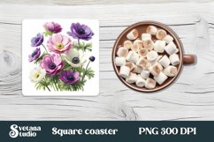 Anemone square coaster | Summer coaster | Flower coaster Product Image 1