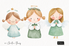 Cute Christmas Angels Clipart | Christmas PNG Product Image 1