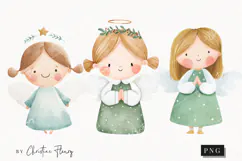 Cute Christmas Angels Clipart | Christmas PNG Product Image 1