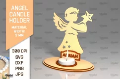 Angel Candle Holder SVG. Names Wooden Candle Holder Lasercut Product Image 1