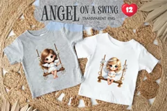 Cute Angel on Swing. Clipart, PNG. Product Image 3