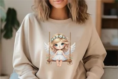 Cute Angel on Swing. Clipart, PNG. Product Image 5