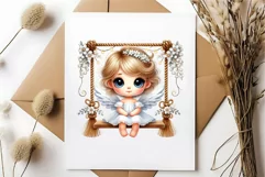 Cute Angel on Swing. Clipart, PNG. Product Image 6