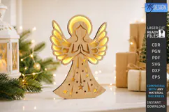 Wooden Angel Night Light Laser Cut | 3D Layered Christmas Product Image 1
