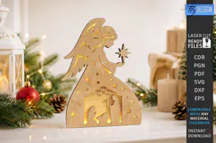 Wooden Angel Night Light Laser Cut | 3D Layered Christmas Product Image 1