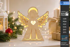 Wooden Angel Night Light Laser Cut | 3D Layered Christmas Product Image 1