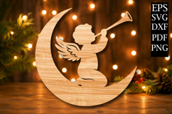 Angel on Moon Laser Cut SVG Product Image 1