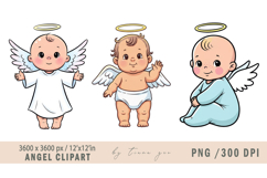 Cute Baby Angels Clipart- 3 PNG for Baptism &amp; Baby Shower Product Image 1