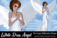 White Dress Angel Graphic, PNG Angel Graphic, Red Hair Product Image 1