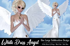 White Dress Angel Graphic, PNG Angel Graphic, Blond Hair Product Image 1