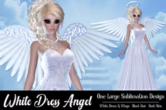 White Dress Angel Graphic, PNG Angel Graphic, Blond Hair Product Image 1