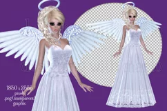 White Dress Angel Graphic, PNG Angel Graphic, Blond Hair Product Image 2