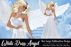 White Dress Angel Graphic, PNG Angel Graphic, Blond Hair Product Image 1
