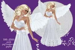 White Dress Angel Graphic, PNG Angel Graphic, Blond Hair Product Image 2