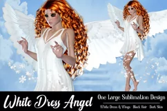 White Dress Angel Graphic, PNG Angel Graphic, Red Hair Product Image 1