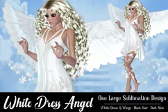 White Dress Angel Graphic, PNG Angel Graphic, Blond Hair Product Image 1