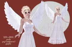 White Dress Angel Graphic, PNG Angel Graphic, Poser Tube, a3 Product Image 2