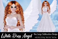 White Dress Angel Graphic, PNG Angel Graphic, Red Hair Product Image 1