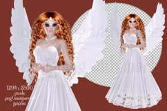 White Dress Angel Graphic, PNG Angel Graphic, Red Hair Product Image 2