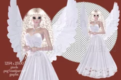 White Dress Angel Graphic, PNG Angel Graphic, Blond Hair Product Image 2