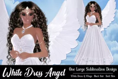 White Dress Angel Graphic, PNG Angel Graphic, Dark Skin Product Image 1