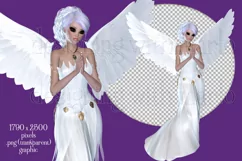 White Dress Angel Graphic, PNG Angel Graphic, Multi Color Product Image 2
